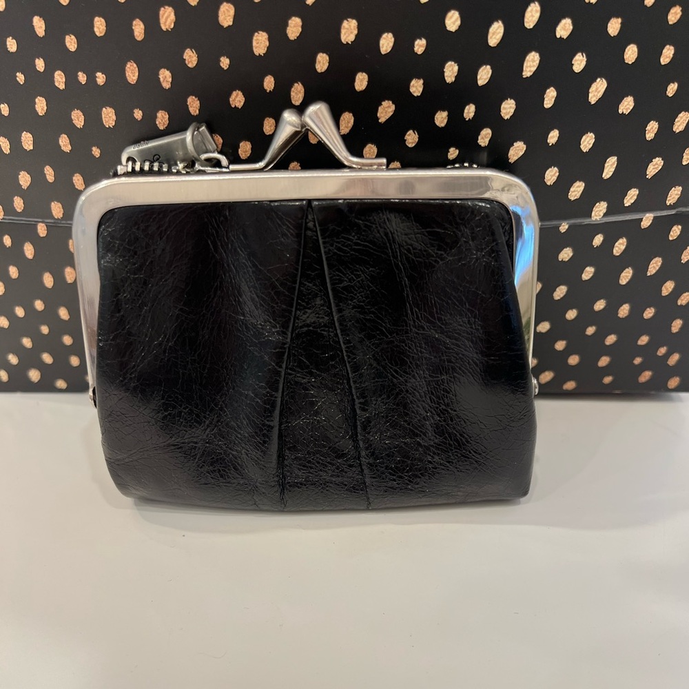 Hobo black leather wallet, new.